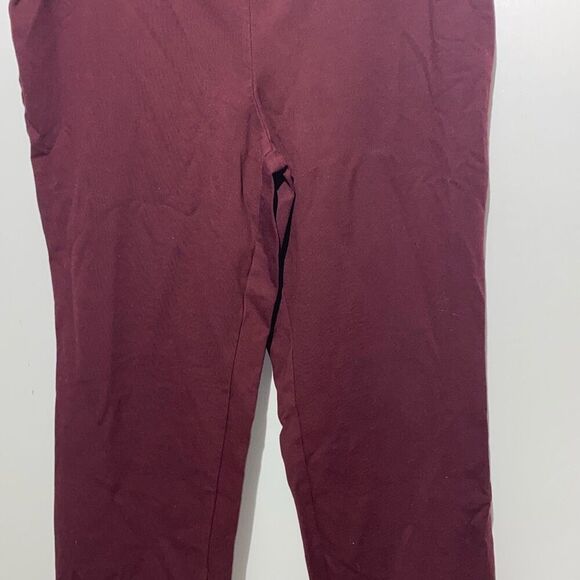 Liz Claiborne Women's Burgundy Straight Leg Mid Rise Pull On Pants Size Large - Picture 3 of 9